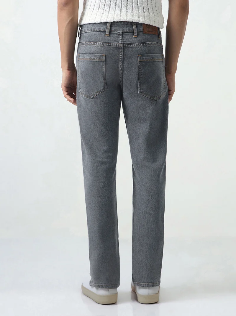 Urbano Fashion  Urbano Fashion Men's Grey Slim Fit Washed Denim Jeans Stretchable for Men | Best Price UAE